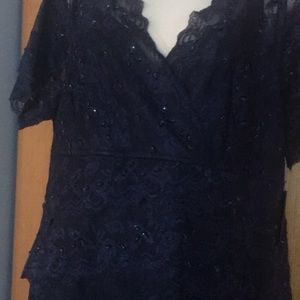 Navy blue size 18 W Marina dress with beading.